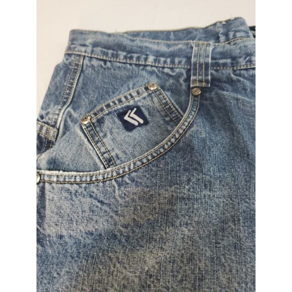 Kani Mens Cargo Jean Shorts Blue Size 40 Cotton Blend Button Zip Pockets - Picture 9 of 12